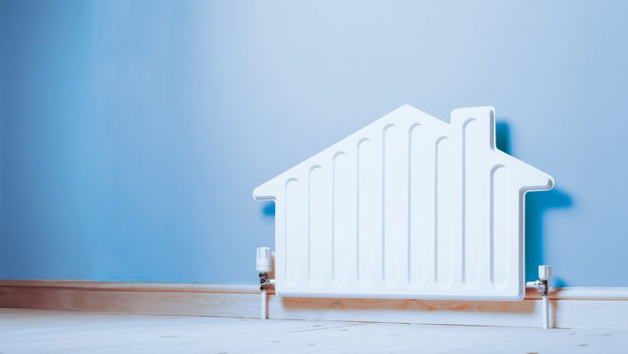 House shaped radiator on wall